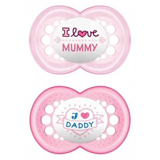 Mam Πιπίλα Ι Love Mummy & Daddy Σιλικόνης 16+ μηνών 2τμχ